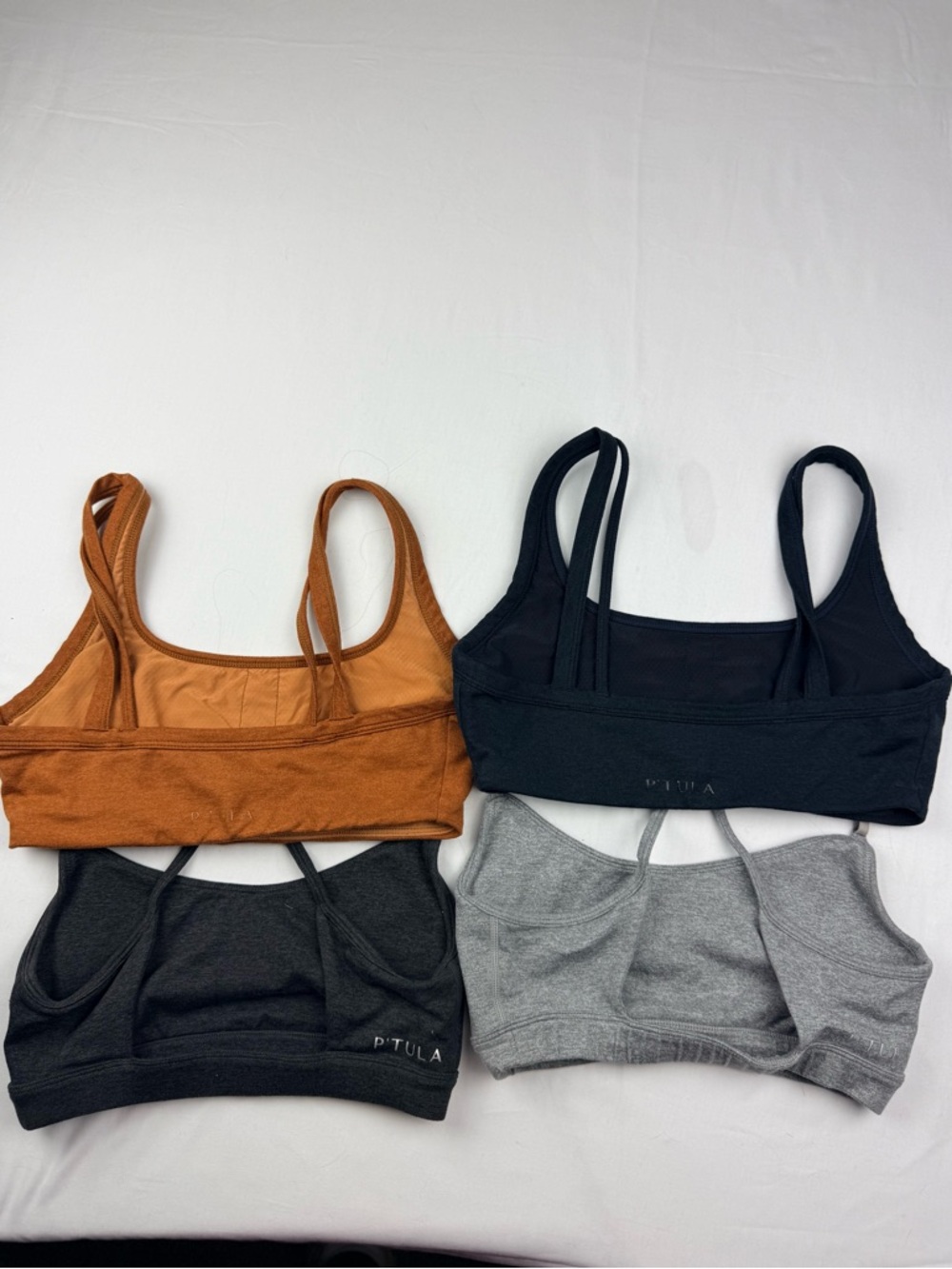 P'tula Seamless Double-Strap Bralettes - Rust, Black, Charcoal, Heather Gray